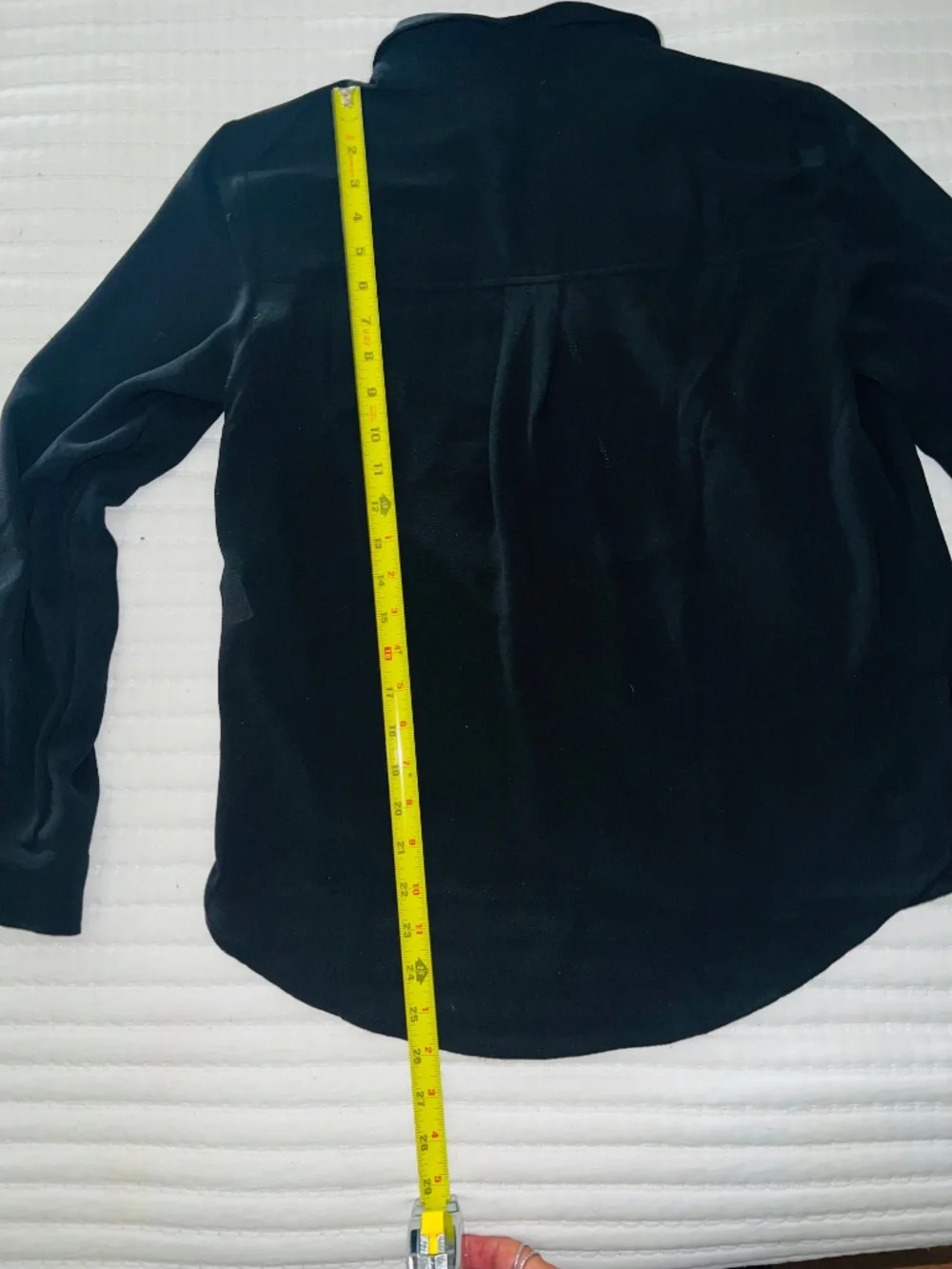 Michael Kors Black Gold Half Dog Tag Zip Blouse with Roll Up Sleeves Size Medium